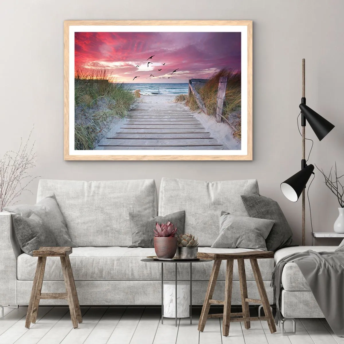 Poszter világos tölgy keretben - Balti impresszió - 91x61 cm