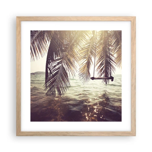 Poszter világos tölgy keretben - Tetszés szerint hintázhat a felhők között - 40x40 cm