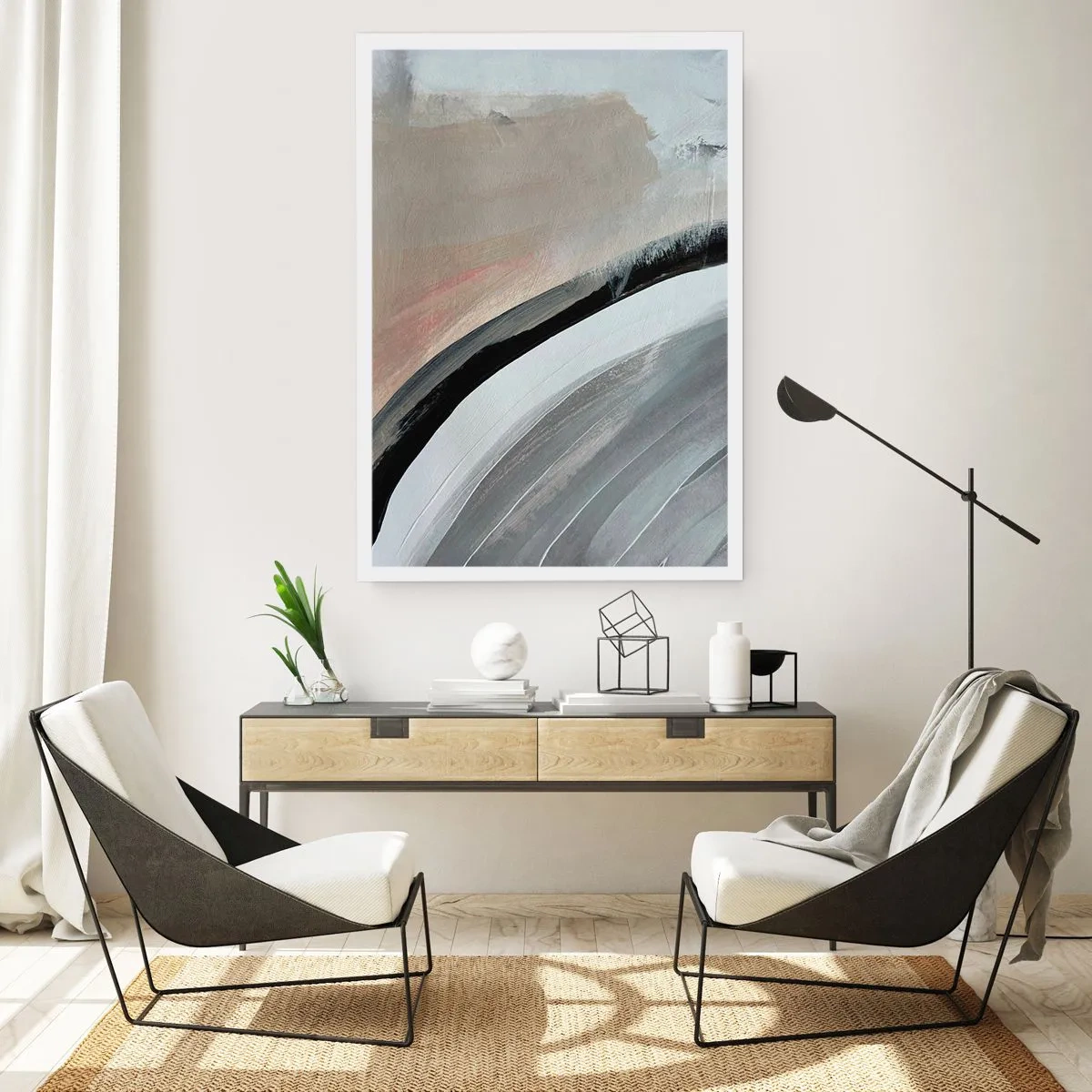 Poszter - Kompozíció: a fekete és szürke íve - 61x91 cm
