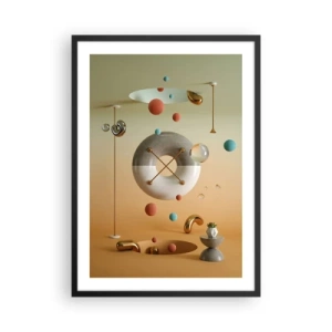 Poszter fehér keretben - Geometriai formák absztrakt kompozíciója meleg színekben. - 50x70cm - Bármi megtörténhet - Modern fali dekoráció nappalihoz és hálószobához ARTTOR