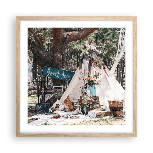 Poszter világos tölgy keretben - Make love… - 50x50 cm