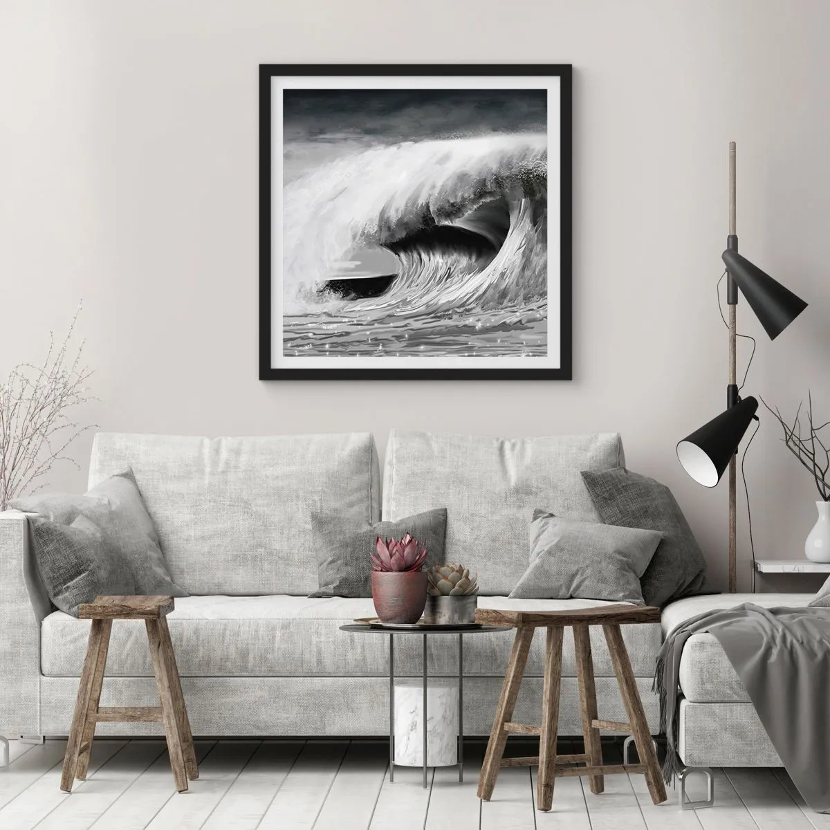Poszter fehér keretben - Az óceán haragja - 60x60 cm