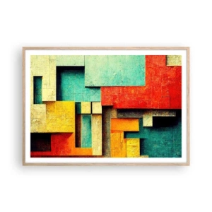 Poszter világos tölgy keretben - A derékszögek fesztiválja - 100x70 cm