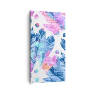 Vászonkép - Rózsaszín és kék tollak - 65x120 cm