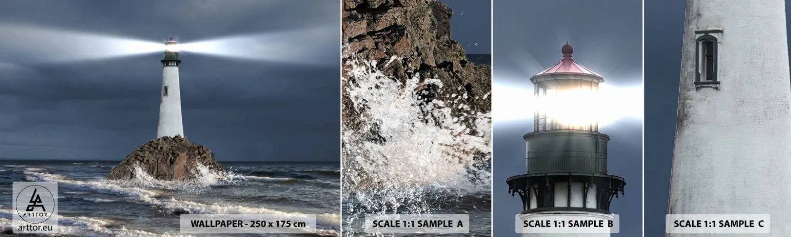 Fotótapéta Minta Öntapadós Deluxe Sticker - Ide…ide…itt! - Tájkép, Világítótorony, sziget - 100x30 cm