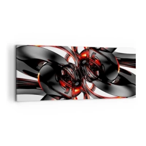 Vászonkép - Mozgás grafitban és vörösben - 100x40 cm