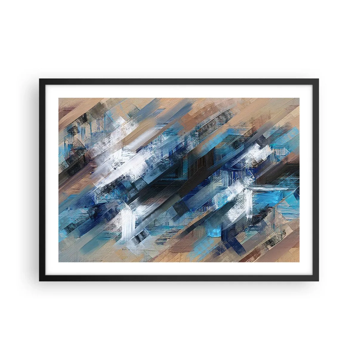 Poszter fehér keretben - Kék ferdén - 70x50 cm