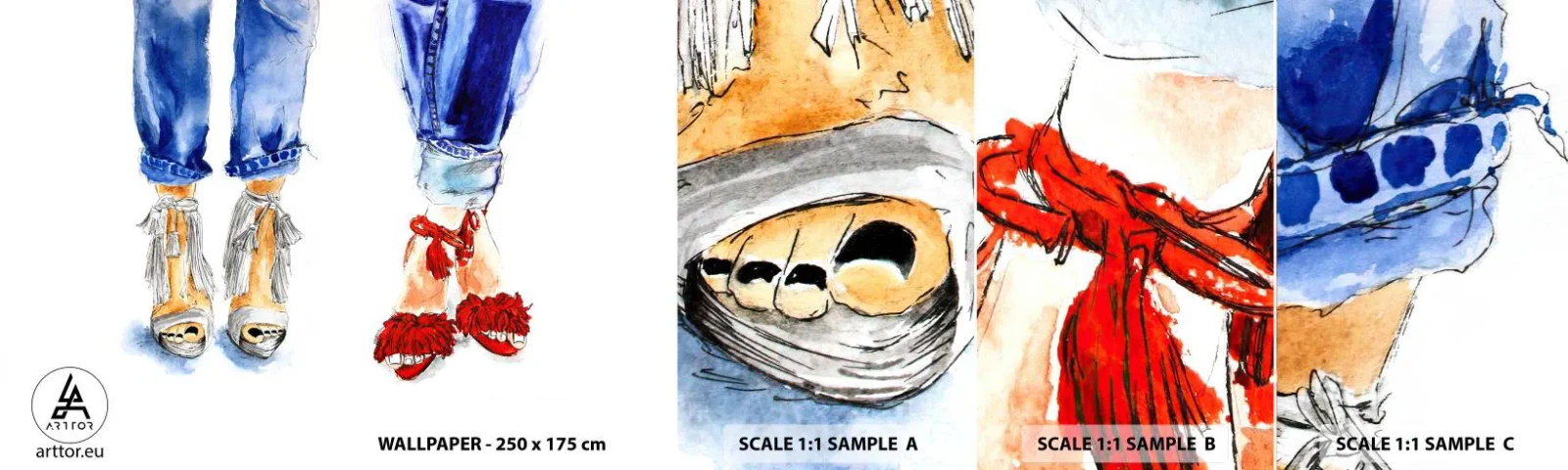 Fotótapéta Minta Öntapadós Deluxe Sticker - Talán elmegyünk sétálni? - Nő, Divat, Cipő - 100x30 cm