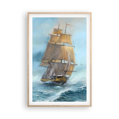 Poszter világos tölgy keretben - A hullámok hullámzása - 61x91 cm