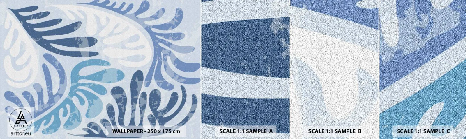 Fotótapéta Minta Standard Eco - Kék páfrányok - Minimalizmus, Pasztell, Boho - 100x30 cm