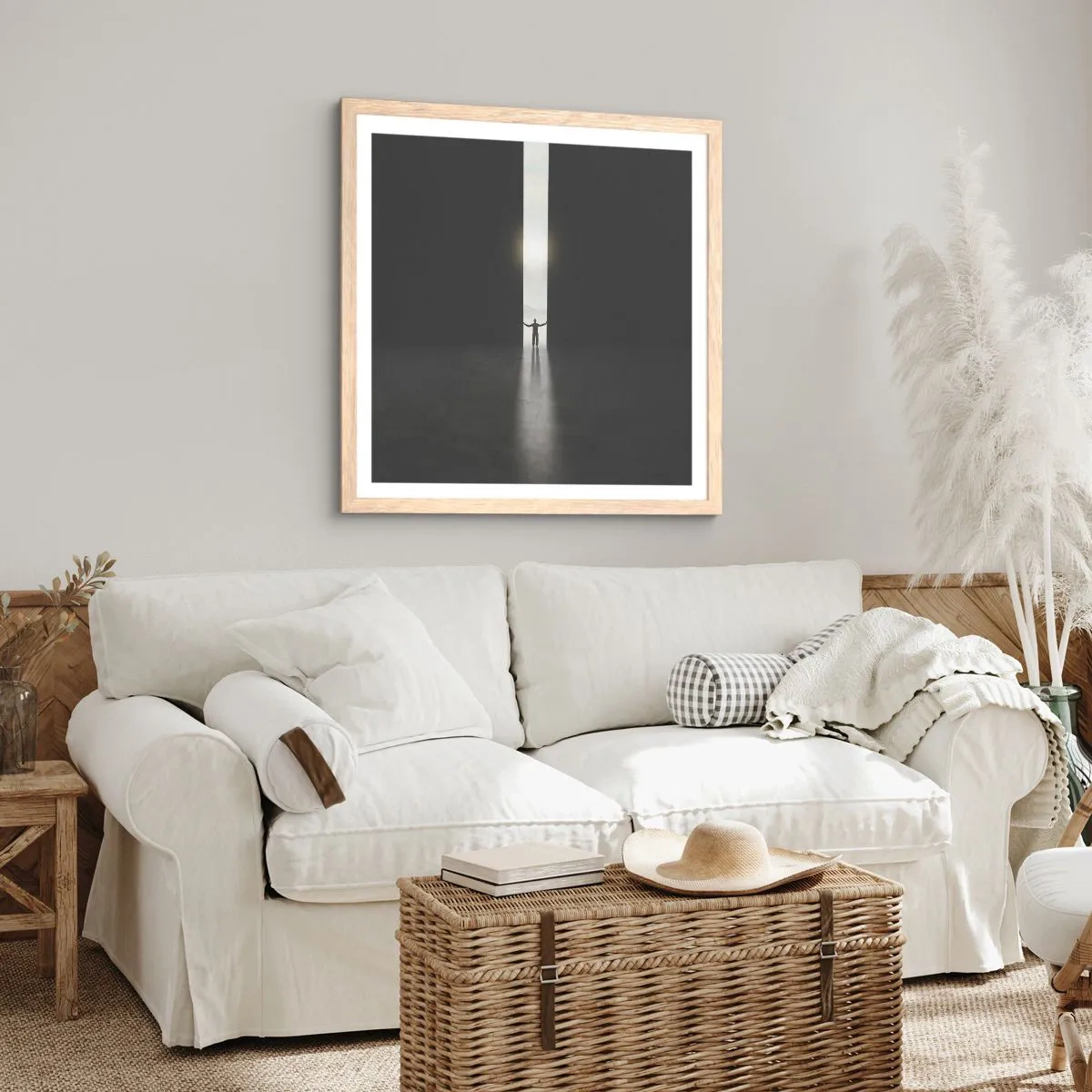 Poszter világos tölgy keretben - Egy lépés a fényes jövő felé - 50x50 cm