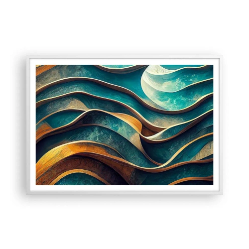 Poszter fekete keretben - Kék kanyarulatok - 100x70 cm