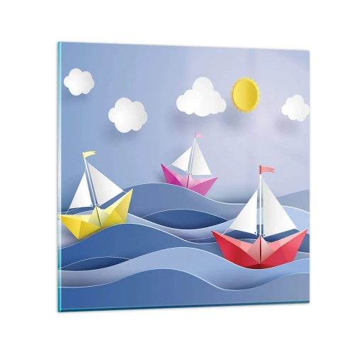 Üveg kép - Ó, milyen jó hintázni a hullámokban - 60x60 cm