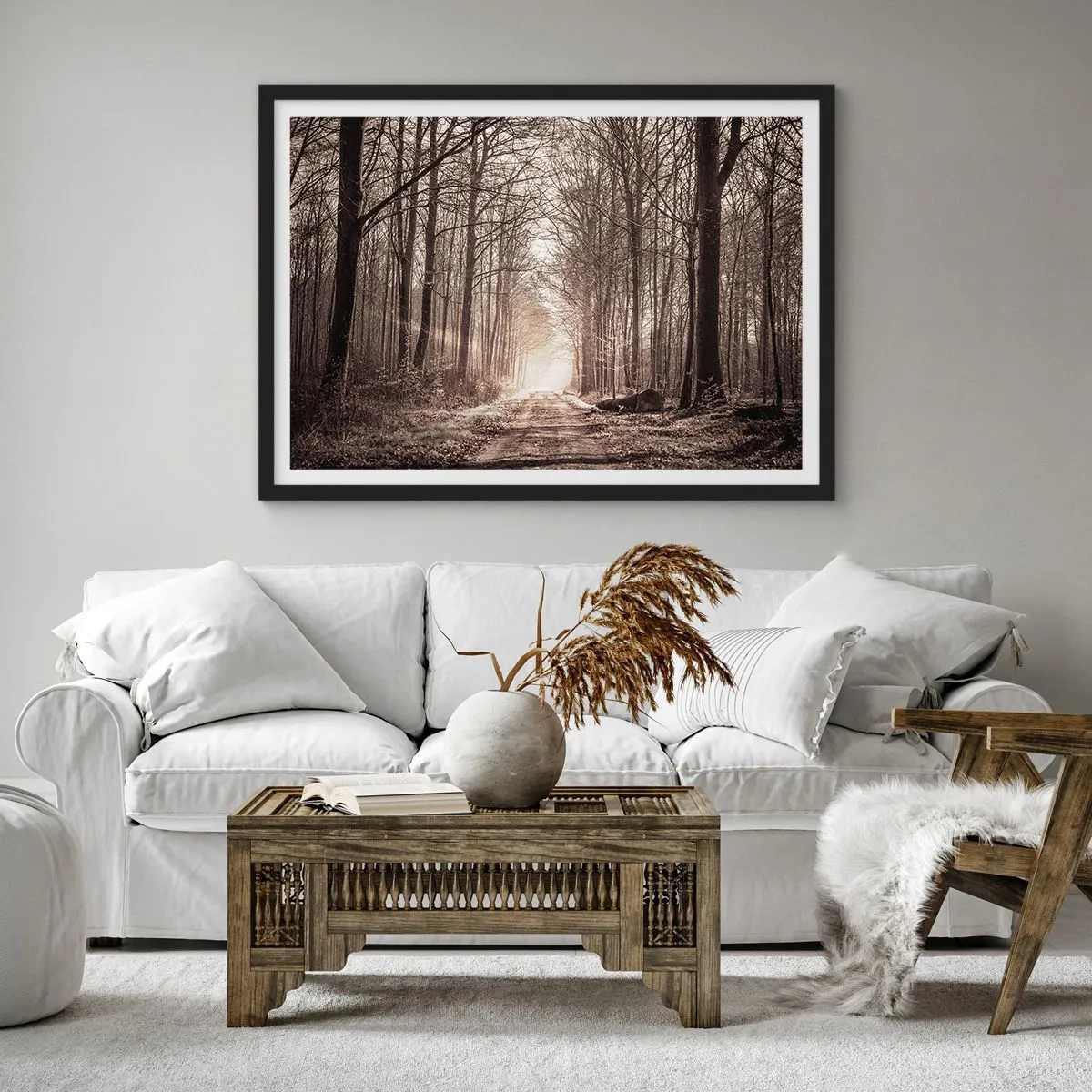 Poszter fehér keretben - Erdei katedrális - 100x70 cm