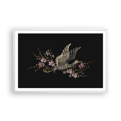 Poszter fekete keretben - Egzotikus hímzett madár - 91x61 cm