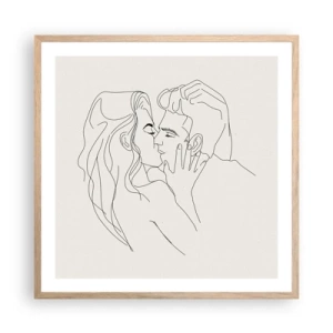 Poszter világos tölgy keretben - Összegabalyodva az érzésben - 60x60 cm