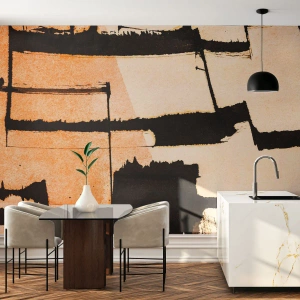 Fotótapéta Standard Eco - Bézs és fekete geometriai formák absztrakt stílusban - 100x70cm - Mégis rend - Modern fali dekoráció nappalihoz és hálószobához ARTTOR