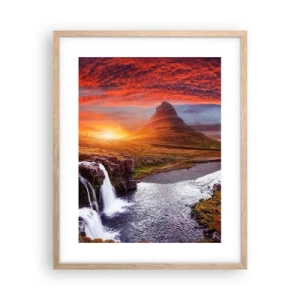 Poszter világos tölgy keretben - Középfölde kilátása - 40x50 cm