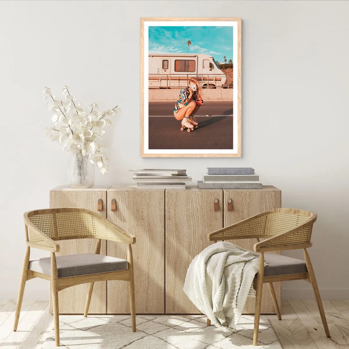 Poszter világos tölgy keretben - Mosolyt kérek! - 61x91 cm