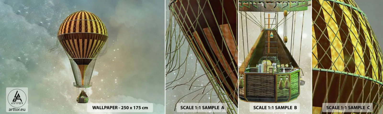 Fotótapéta Minta Standard Eco - Úttörő járatok - Ballon, Légy, Felhők - 100x30 cm