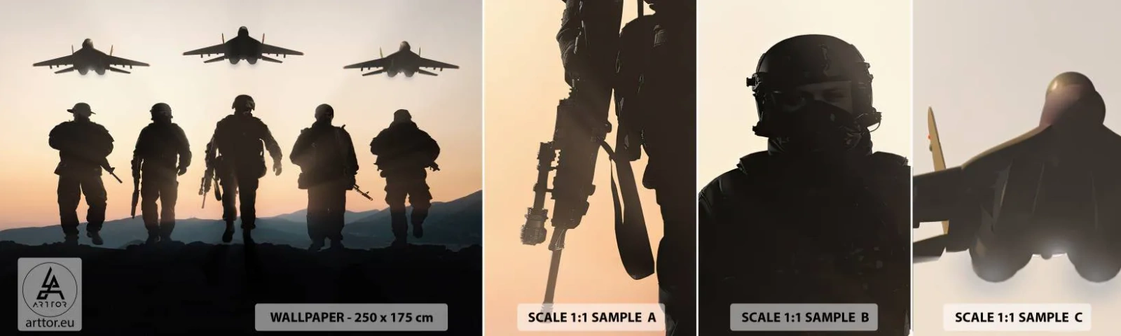 Fotótapéta Minta Öntapadós Deluxe Sticker - Üdvözlünk a világunkban - Katonai, Hadsereg, Katonák - 100x30 cm