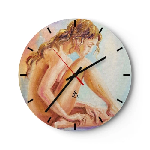 Falióra, Óra - Egy ülő nő művészi portréja - 30x30cm - A fiatalság cselekedete - Modern fali dekoráció nappalihoz, konyhához és hálószobához ARTTOR