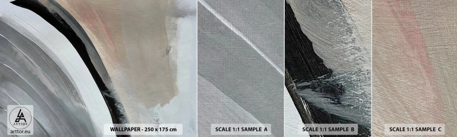 Fotótapéta Minta Premium Canvas - Kompozíció: a fekete és szürke íve - Absztrakció, Darab, Modern művészet - 100x30 cm