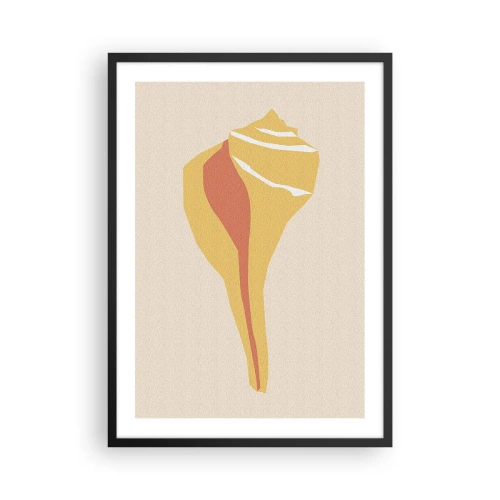Poszter fehér keretben - Minimalista kagylógrafika meleg színekben - 50x70cm - Szerves absztrakció - növekedés - Modern fali dekoráció nappalihoz és hálószobához ARTTOR