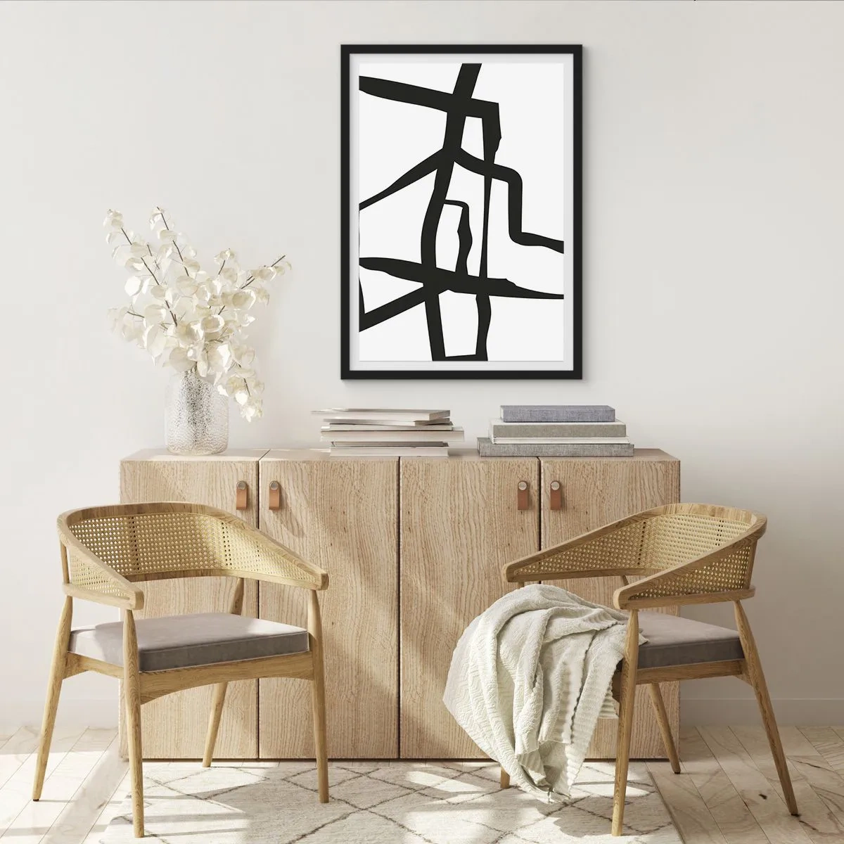 Poszter fehér keretben - Fekete-fehér konstrukció - 50x70 cm