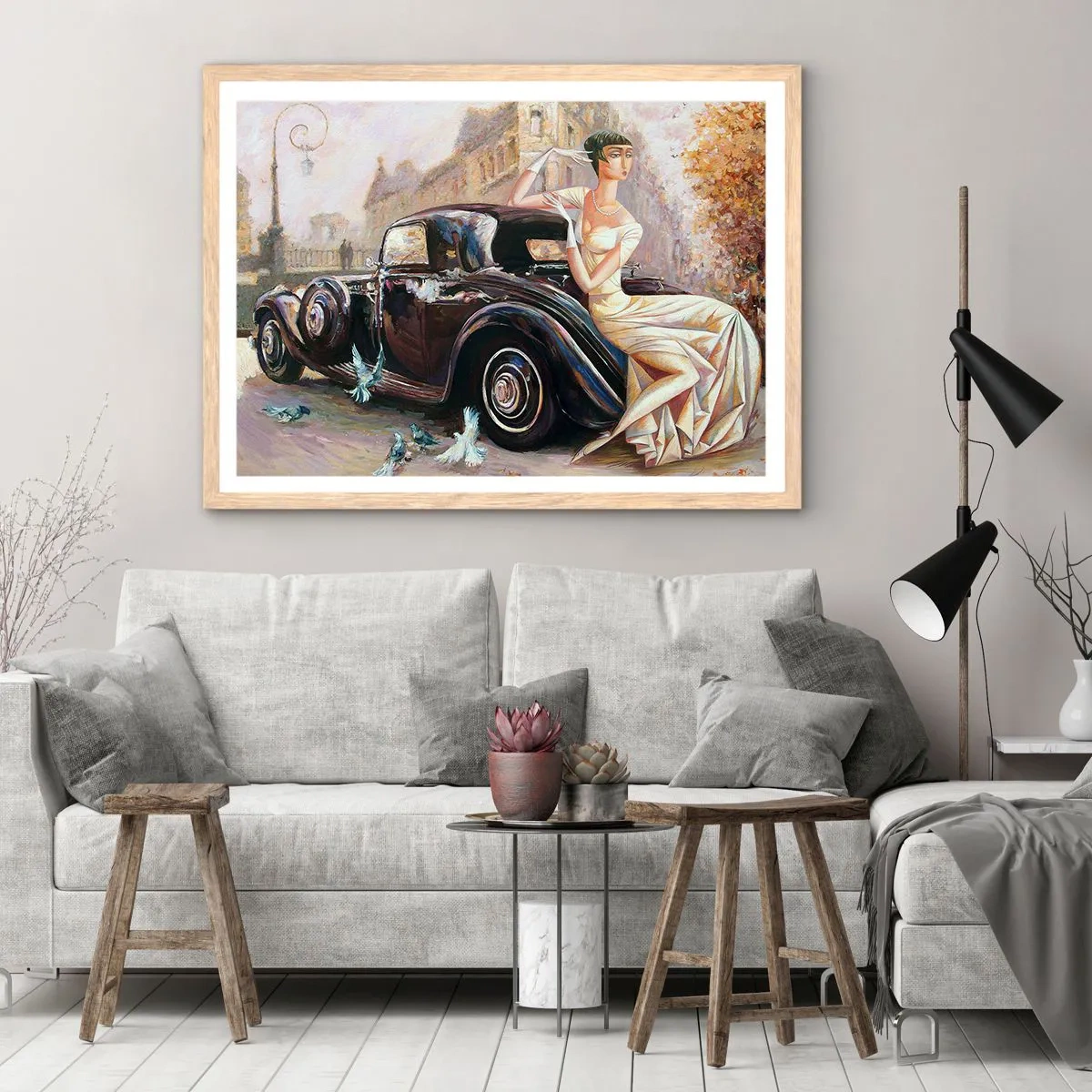 Poszter világos tölgy keretben - Elegancia retro stílusban - 100x70 cm