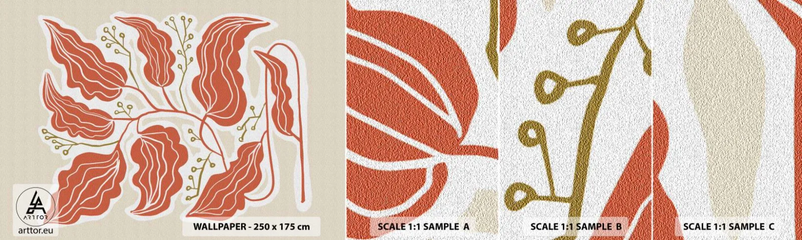 Fotótapéta Minta Standard Eco - Népi és korall - Boho, Növénytani, Virágok - 100x30 cm