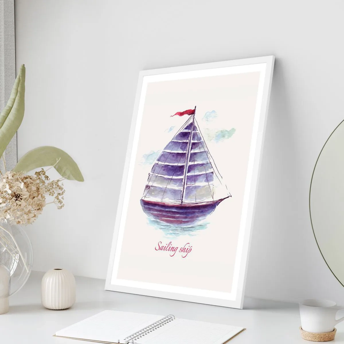 Poszter fekete keretben - Teli vitorlákat és nyugodt vizet - 61x91 cm