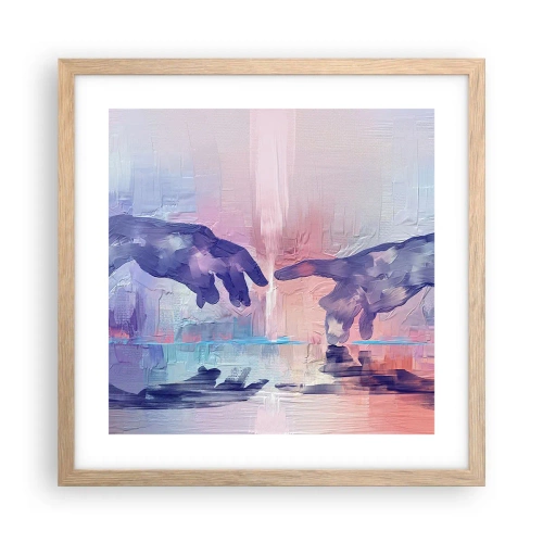 Poszter világos tölgy keretben - Az élet isteni szikrája - 40x40 cm