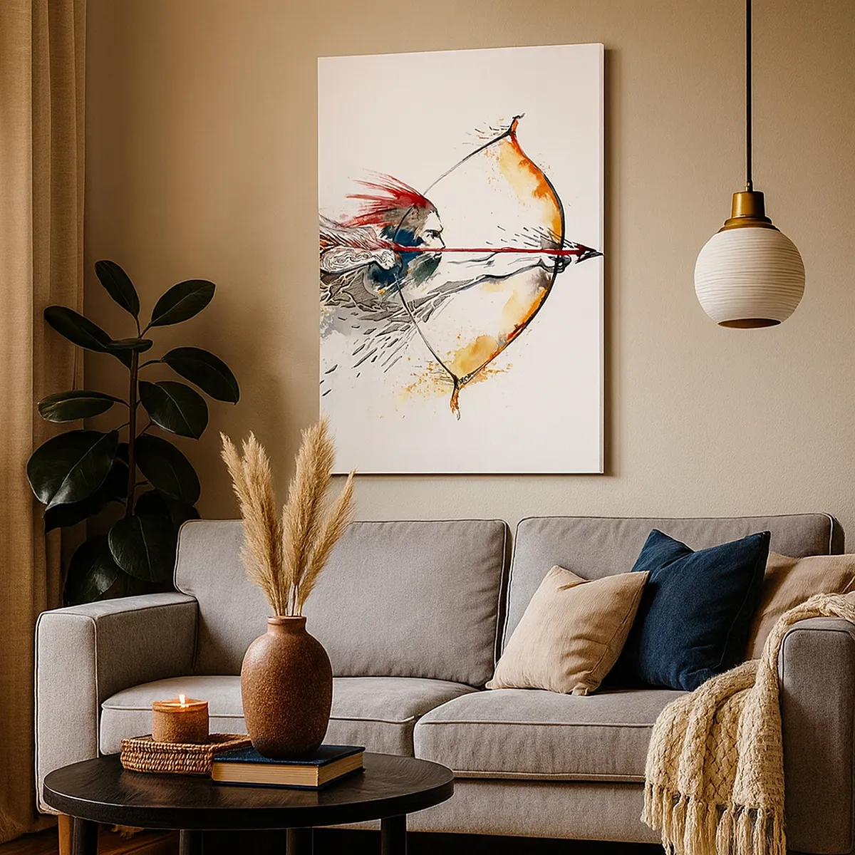 Vászonkép - Mitikus harcos tüzes íjjal - 50x70 cm