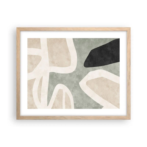 Poszter világos tölgy keretben - Kompozíció fekete témával - 50x40 cm