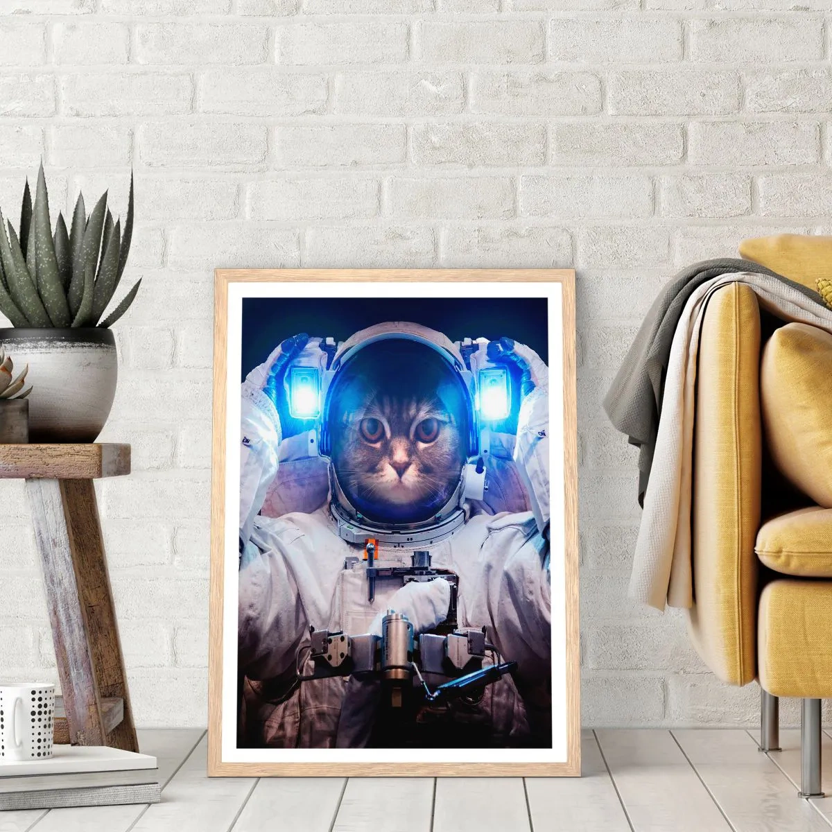 Poszter világos tölgy keretben - Houston, baj van - 40x50 cm