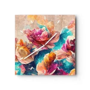 Falióra, Óra - Egy csokor színes pompája - 30x30 cm