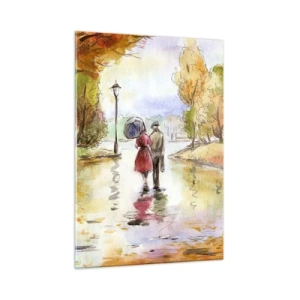 Üveg kép - Romantikus ősz a parkban - 50x70 cm