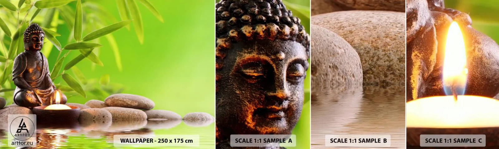 Fotótapéta Minta Öntapadós Deluxe Sticker - Az élet gyönyörű - Buddha, Bambusz, Gyógyfürdő - 100x30 cm