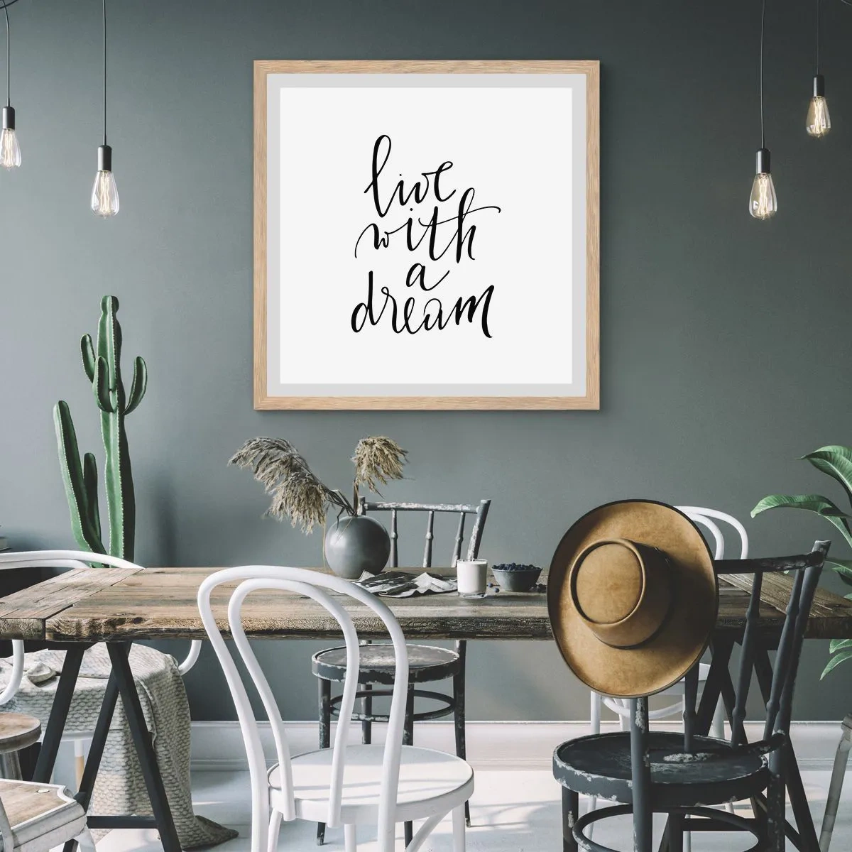 Poszter világos tölgy keretben - Természetesen - 40x40 cm