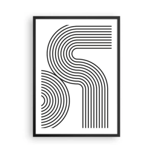 Poszter fehér keretben - Modern grafika fekete-fehér absztrakt vonalakkal - 50x70cm - Egy ívben - Modern fali dekoráció nappalihoz és hálószobához ARTTOR