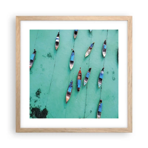 Poszter világos tölgy keretben - Örömteli várakozásban - 40x40 cm