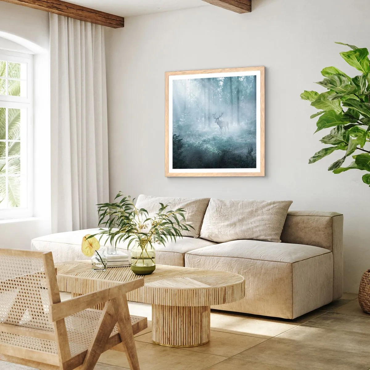 Poszter világos tölgy keretben - Reggeli birtokellenőrzés - 60x60 cm