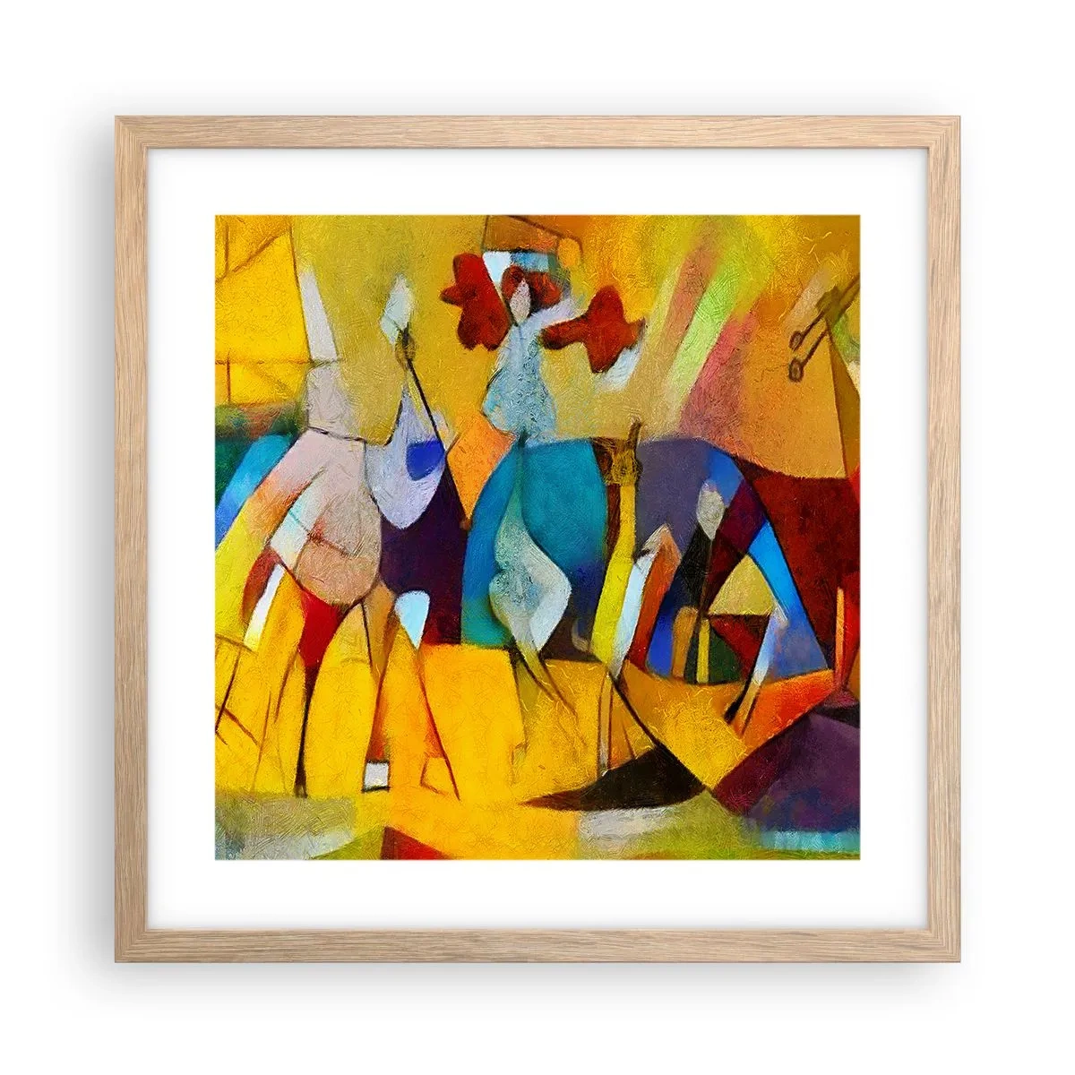 Poszter világos tölgy keretben - Nap - élet - boldogság - 40x40 cm