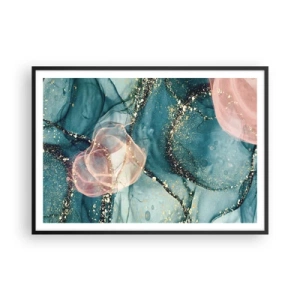 Poszter fehér keretben - Selyemkék, tüll rózsaszín - 100x70 cm