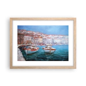 Poszter világos tölgy keretben - Olasz öböl - 40x30 cm