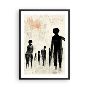 Poszter fehér keretben - Egy alak absztrakt illusztrációja monokróm színekben - 50x70cm - A magány ellen - Modern fali dekoráció nappalihoz és hálószobához ARTTOR