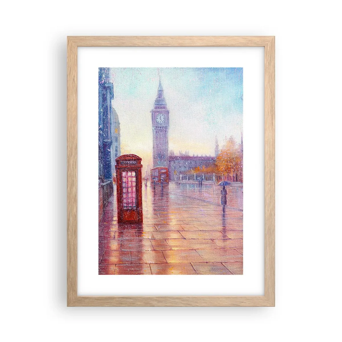 Poszter világos tölgy keretben - Őszi nap Londonban - 30x40 cm