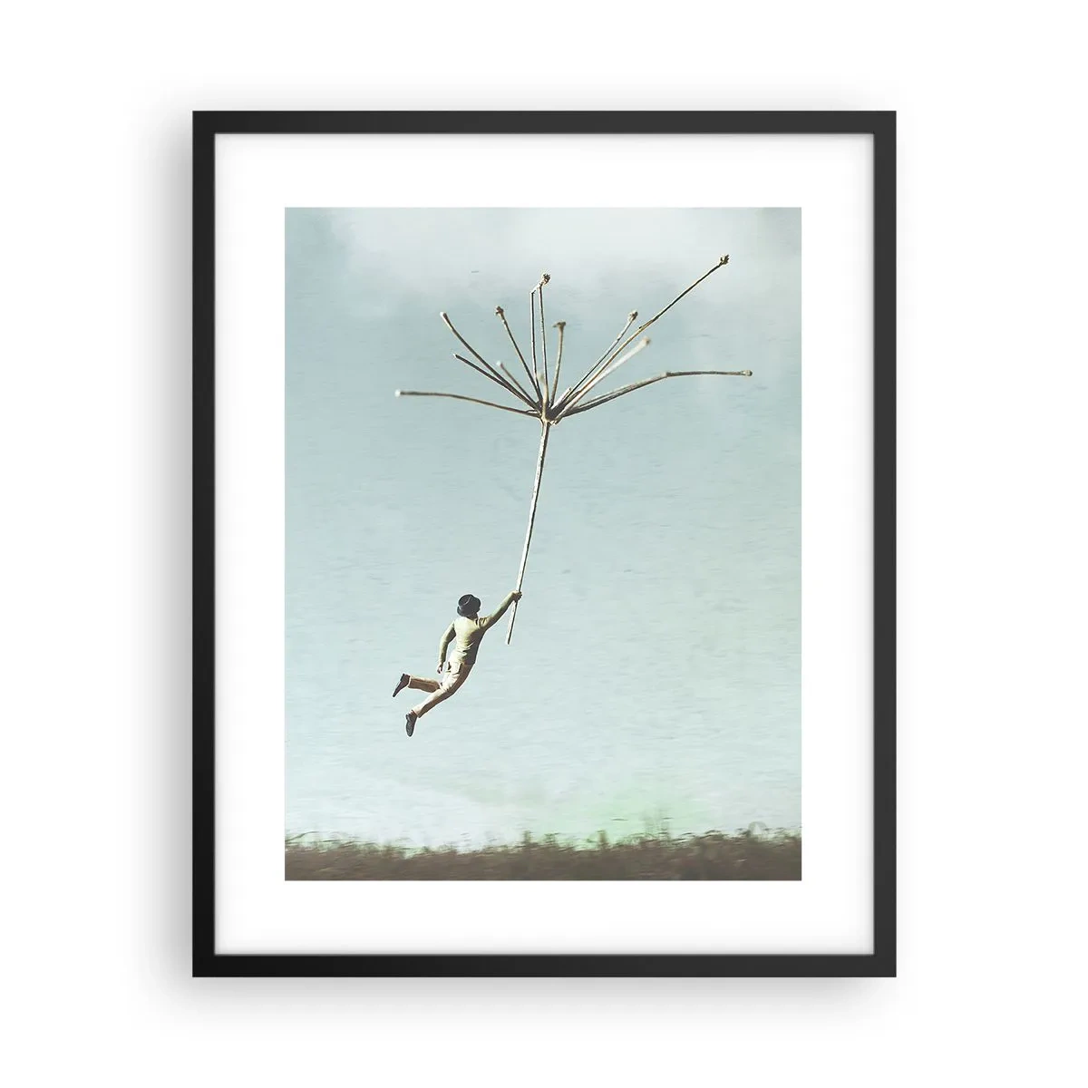 Poszter fehér keretben - Sárkányrepülők, pitypangok, szél - 40x50 cm