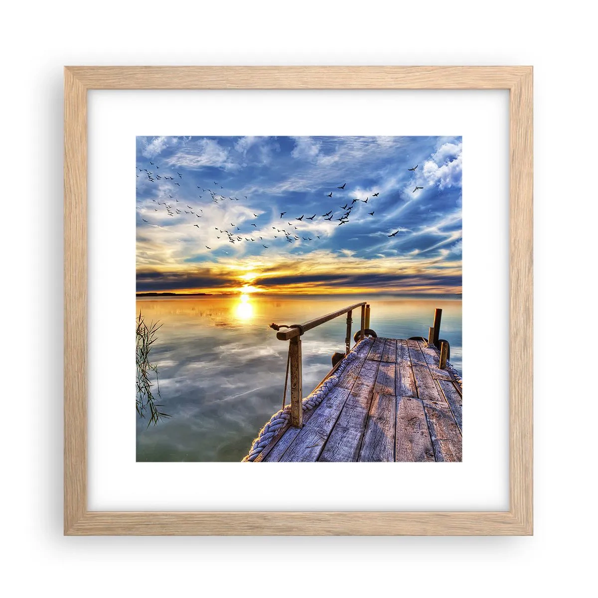 Poszter világos tölgy keretben - Megnyugszik a szél - 30x30 cm